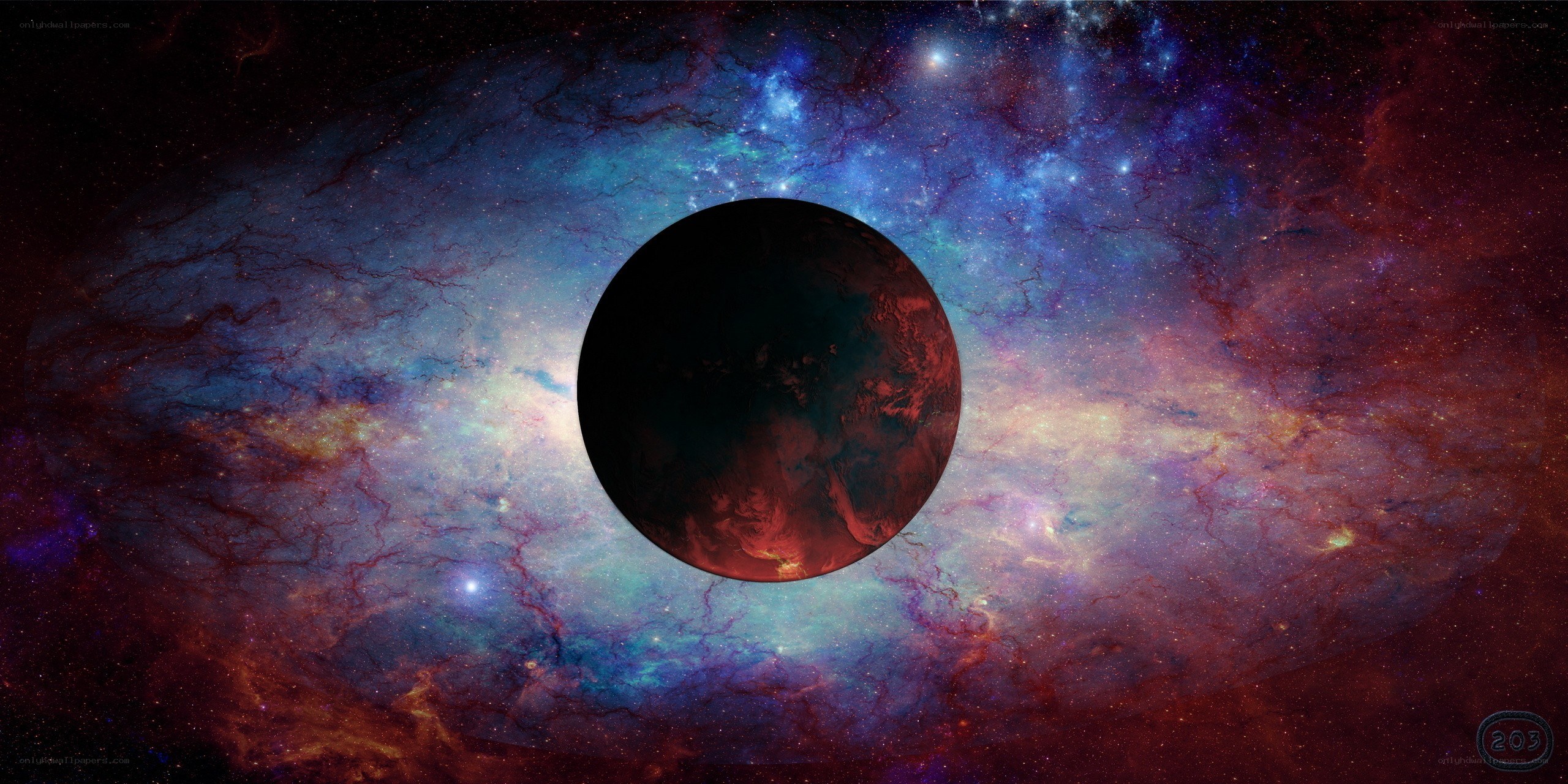 planet in a colorful nebula