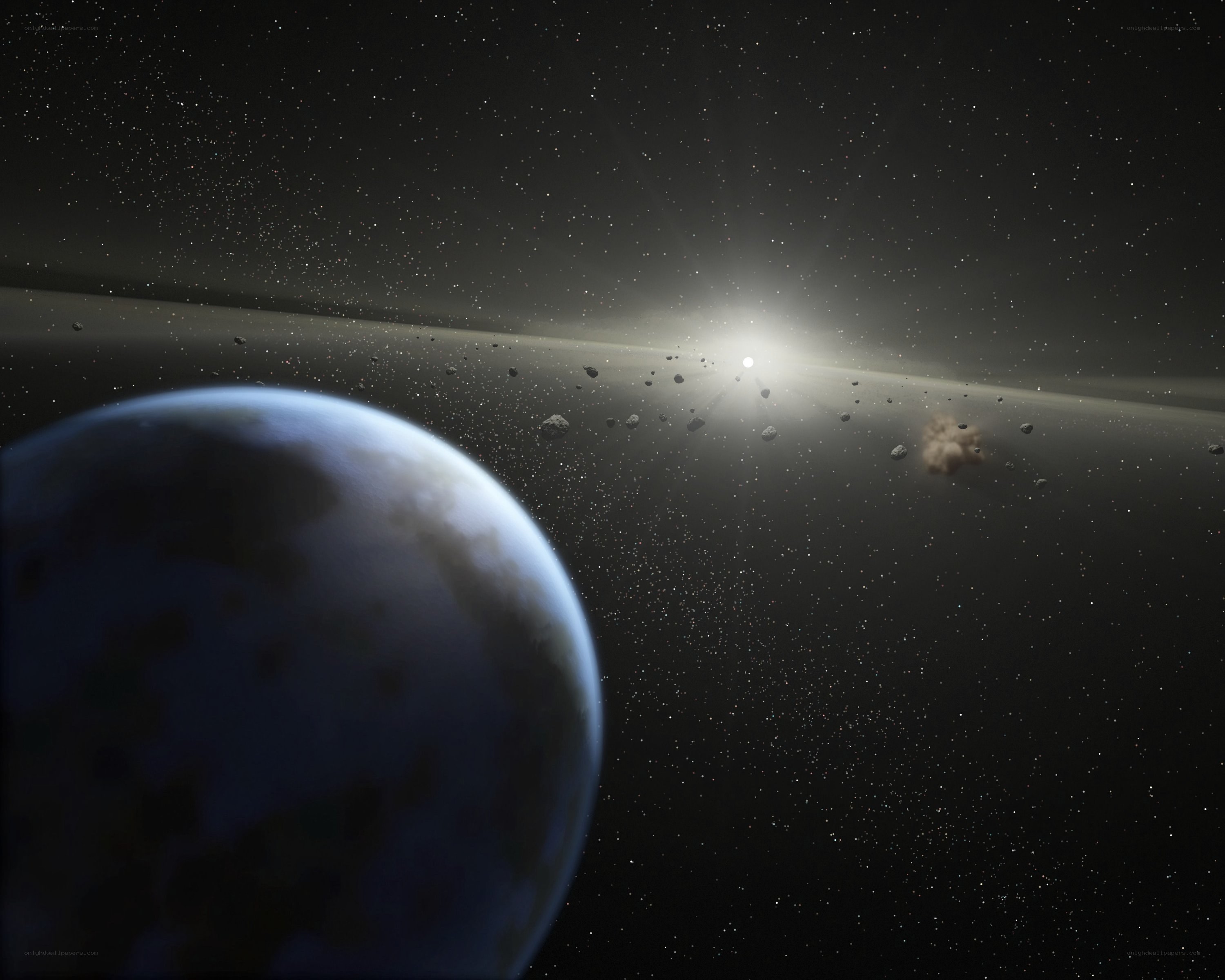 Planet in a debris field
