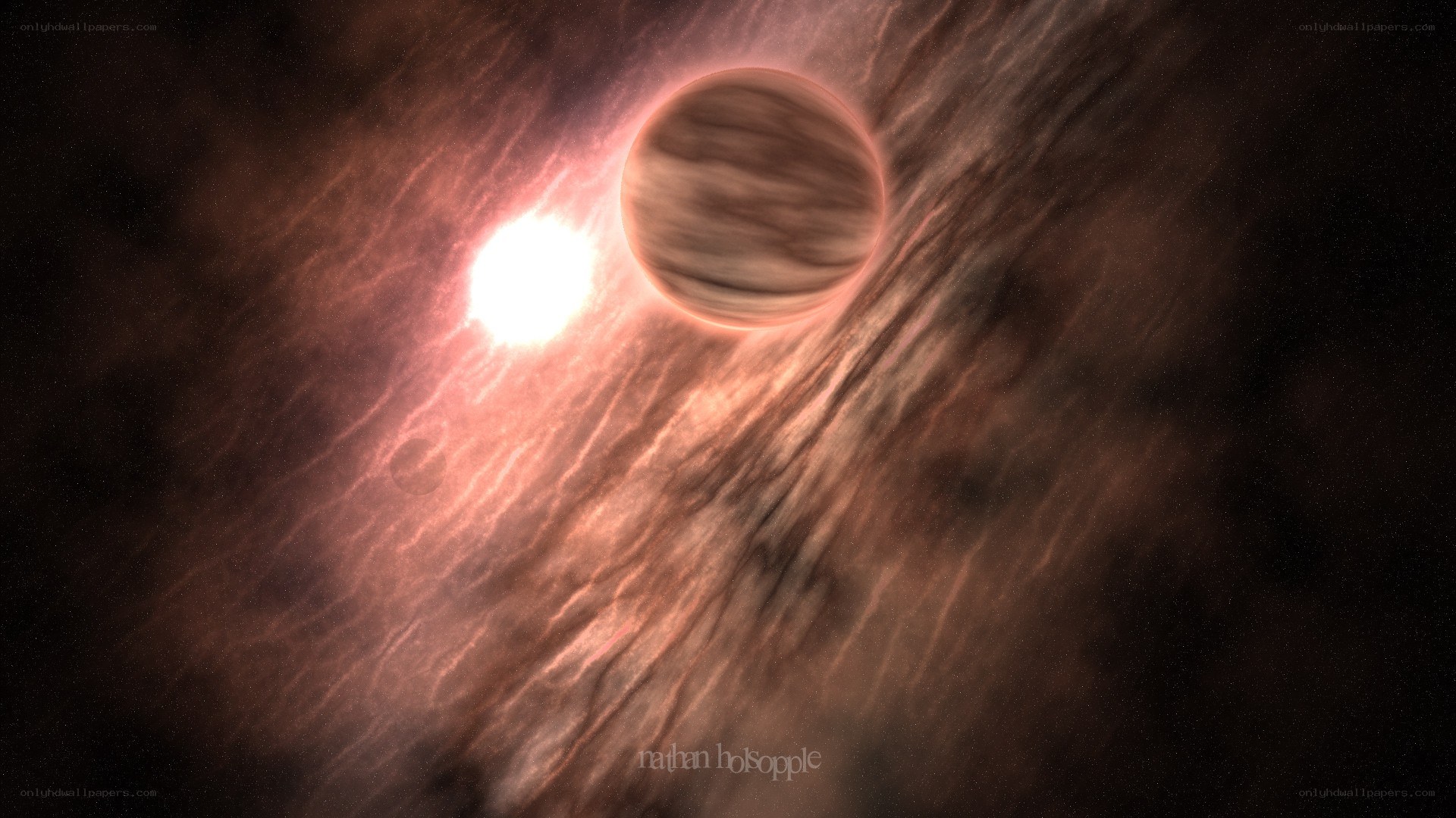 Planet in a dusty nebula