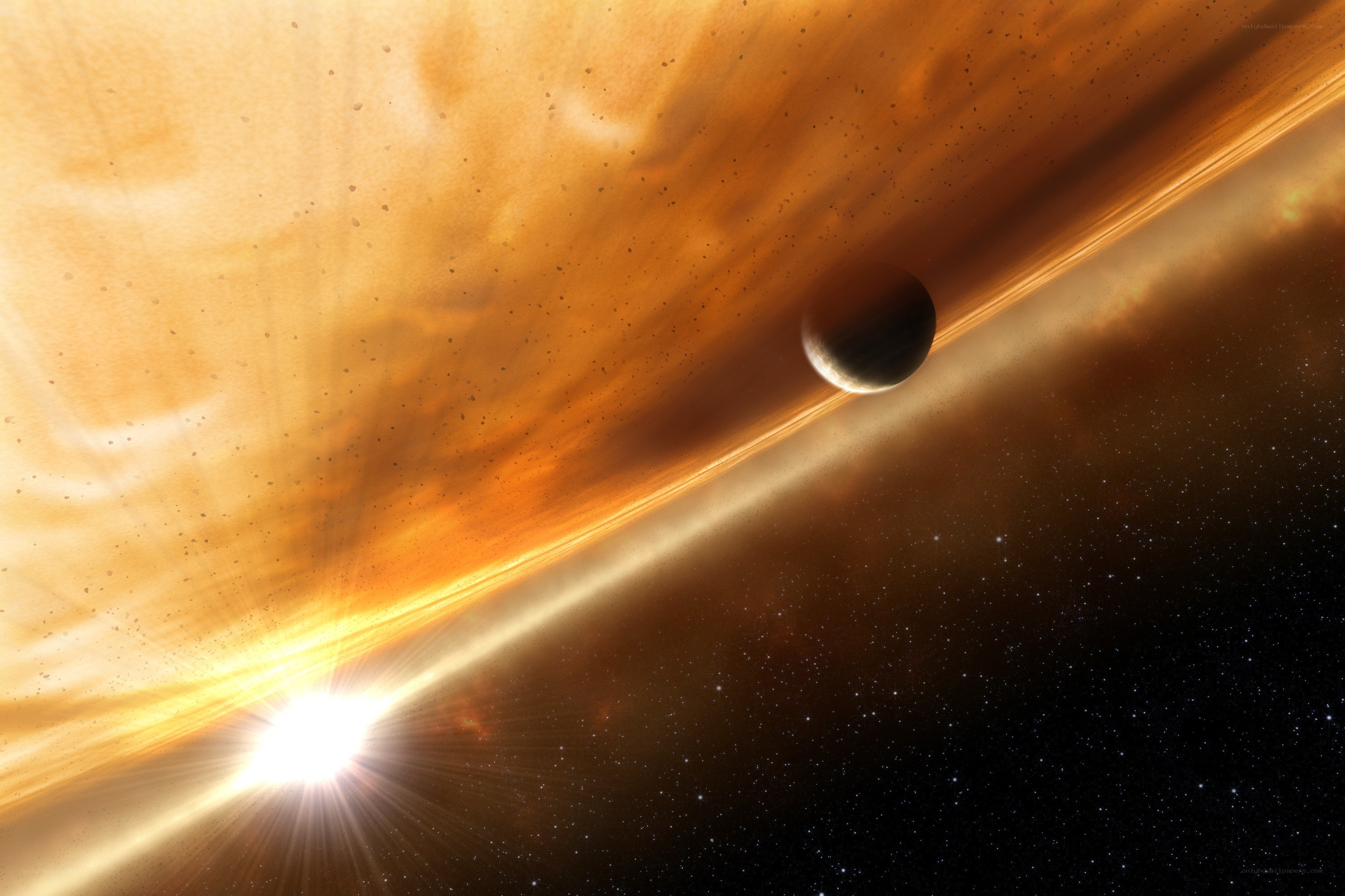 Planet in a dusty solar system