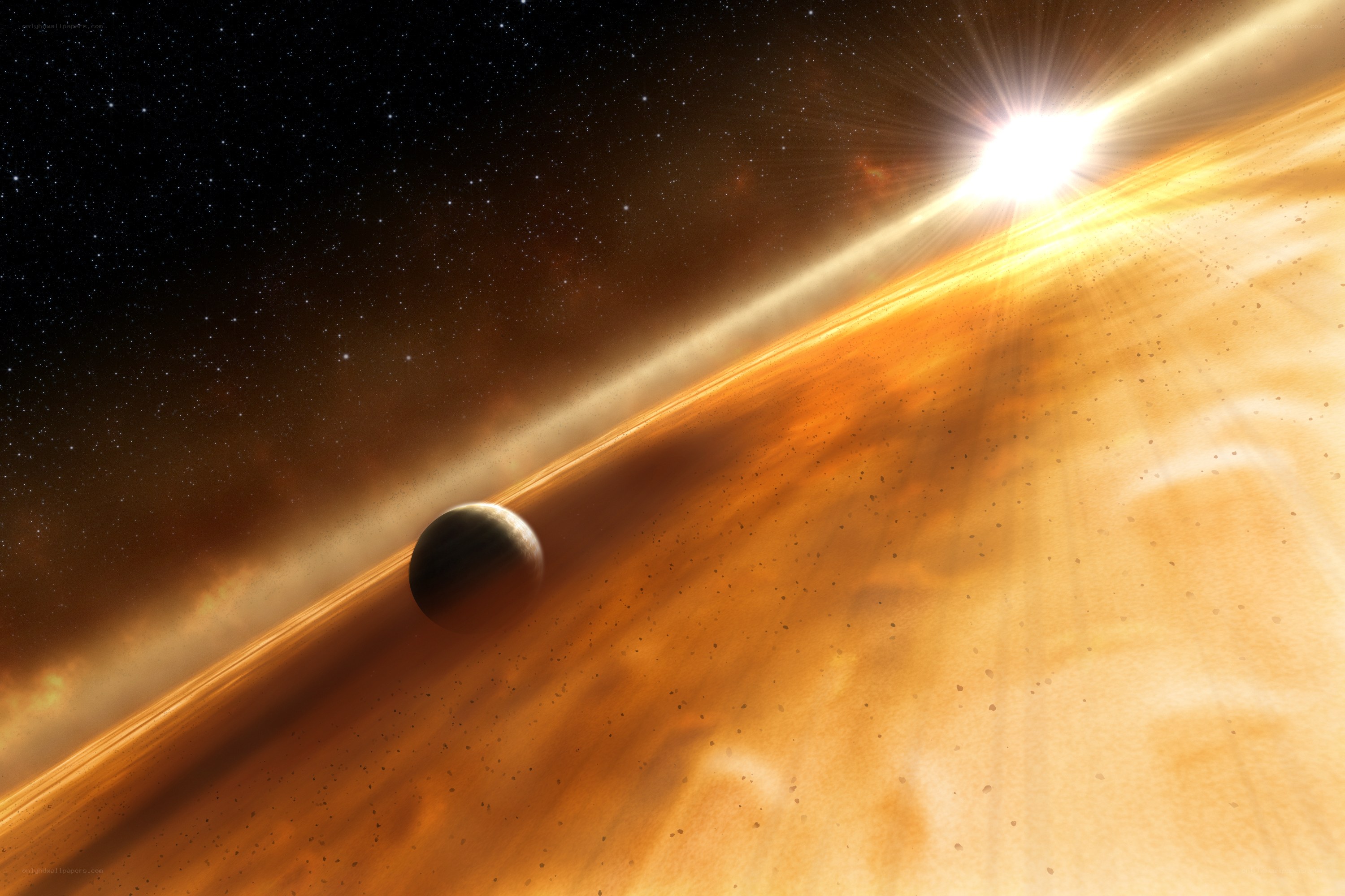 Planet in a dusty solar system