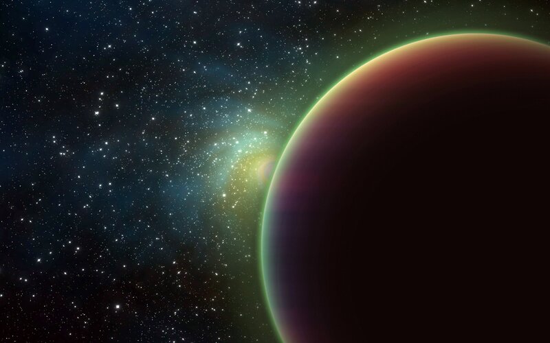 Planet in a starry nebula
