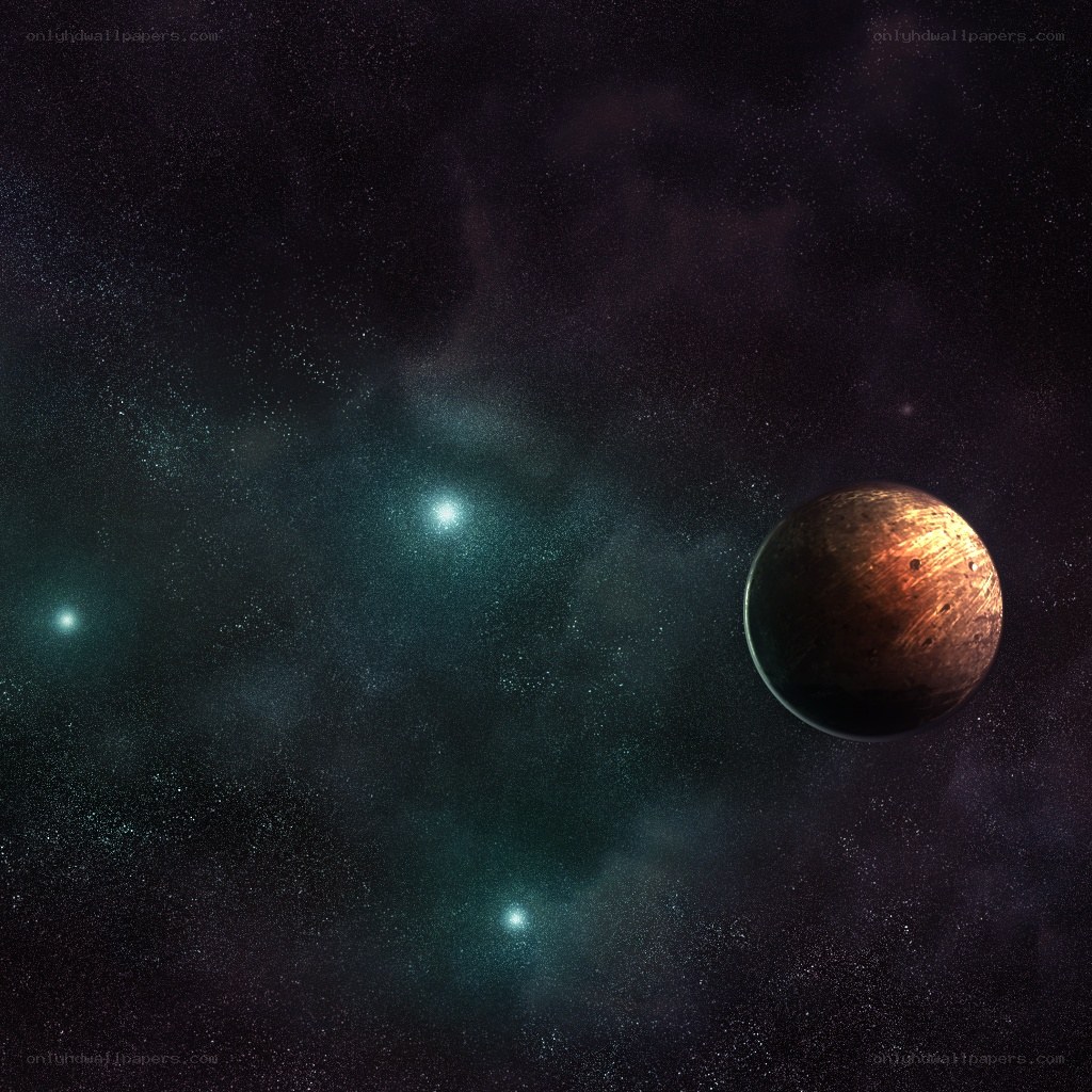 Planet in a starry nebula