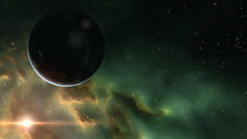 Planet in a starry nebula