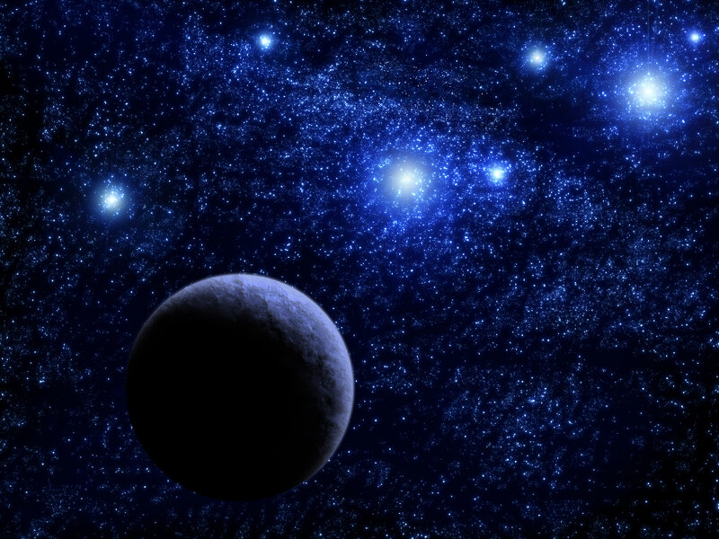 Planet in a starry night sky