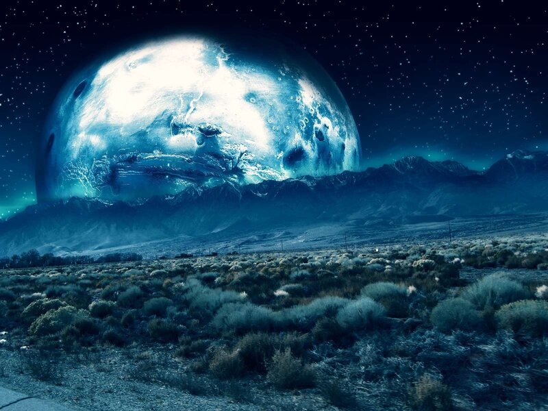 Planet in Alien Sky — Blue, Dramatic