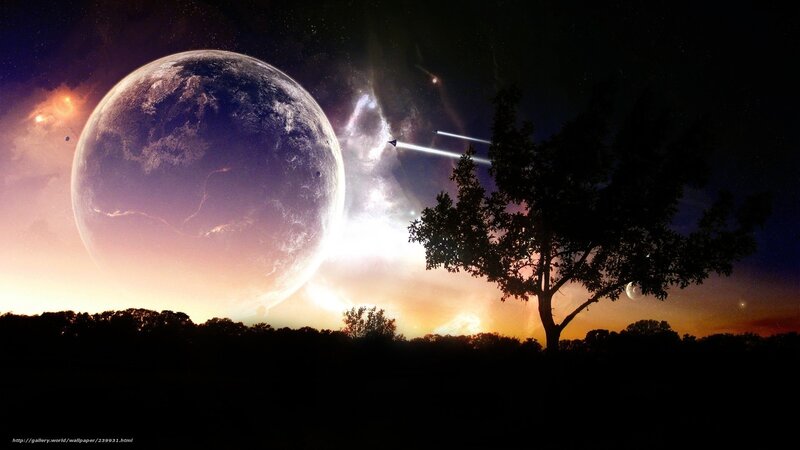 Planet in Alien Sky — Purple, Dramatic, Night