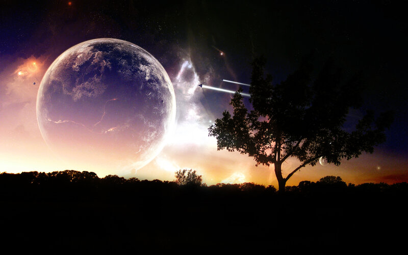Planet in Alien Sky — Purple, Dramatic