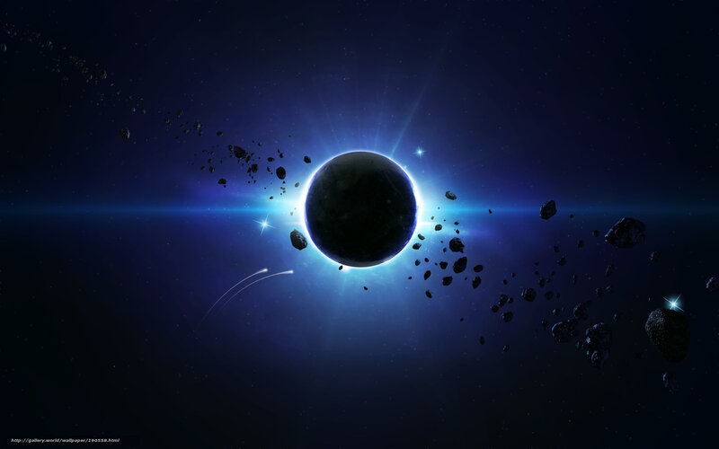 Planet in Asteroid Field — Blue