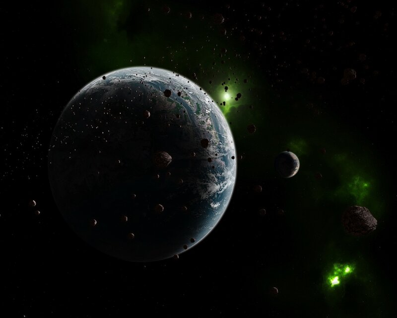 Planet in asteroid field