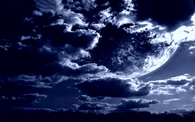 Planet in Cloudy Sky
