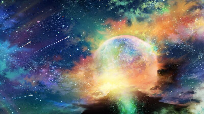 Planet in Colorful Nebula — Blue, Cosmic