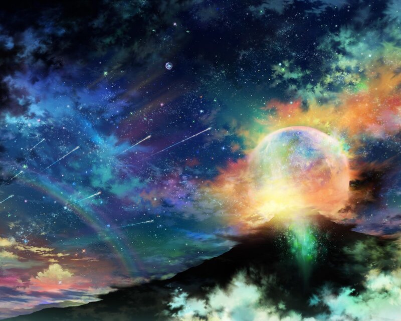 Planet in Colorful Nebula — Blue, Dramatic, Night
