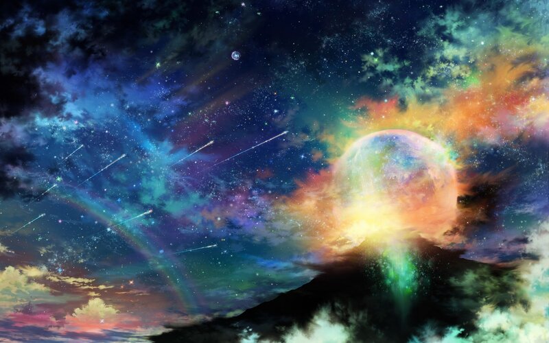 Planet in Colorful Nebula — Blue, Dramatic