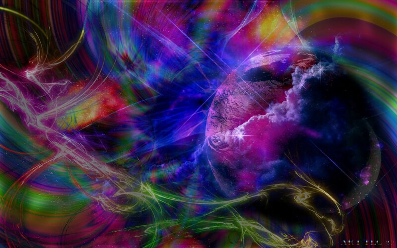 Planet in Colorful Nebula — Purple