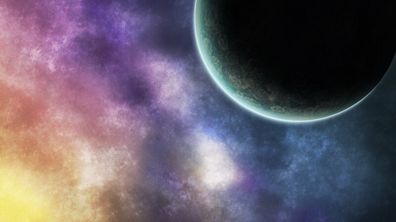 Planet in colorful nebula