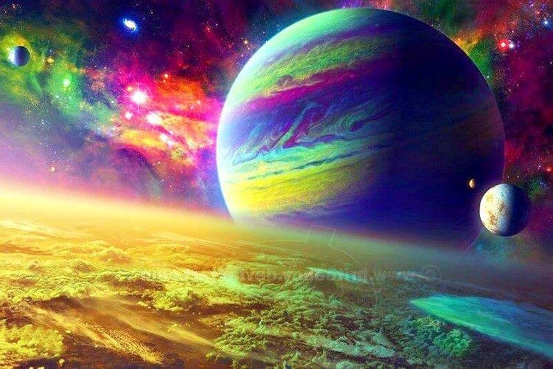 Planet in Colorful Space — Green