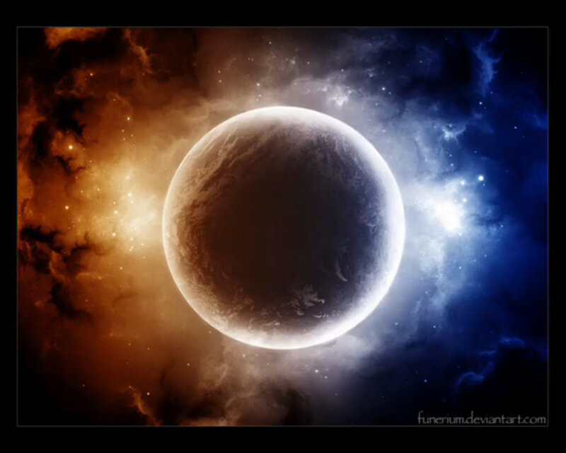 planet in cosmic nebula