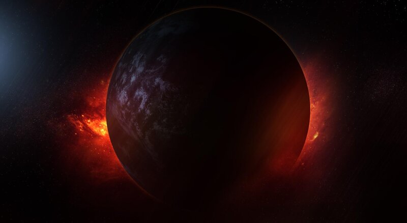 planet in cosmic nebula