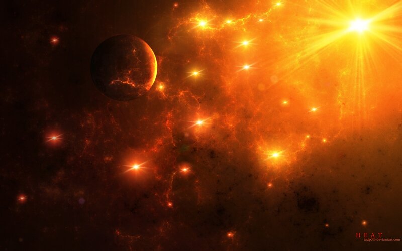 Planet in Fiery Nebula — Orange