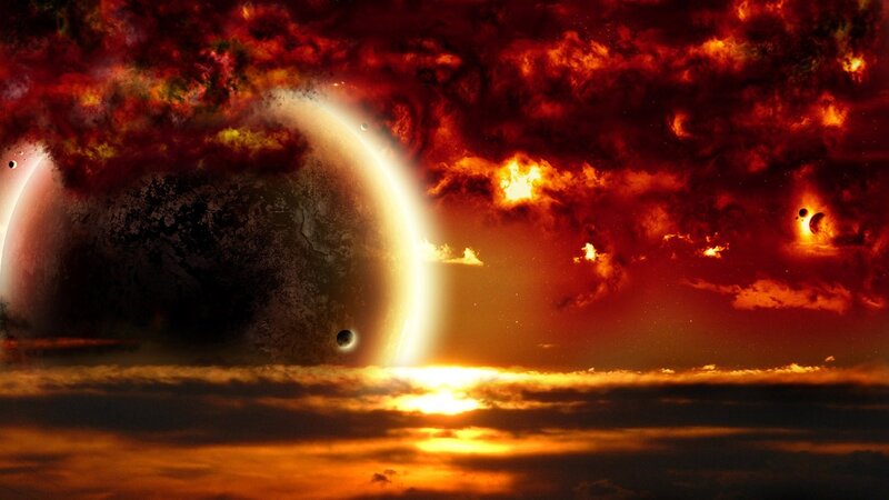 Planet in Fiery Sky