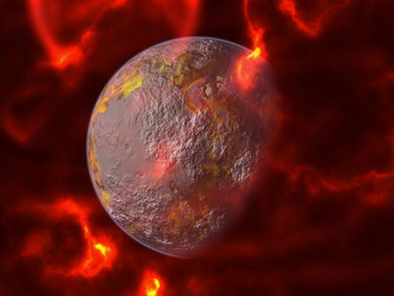 Planet in Fiery Space — Red