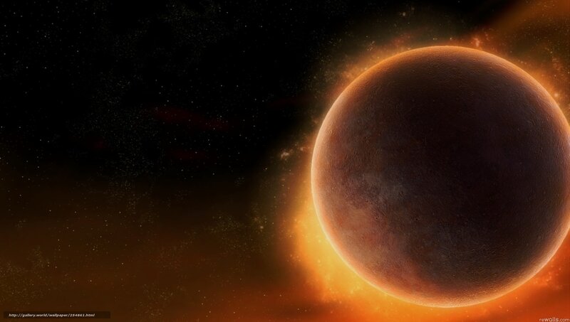 Planet in fiery space