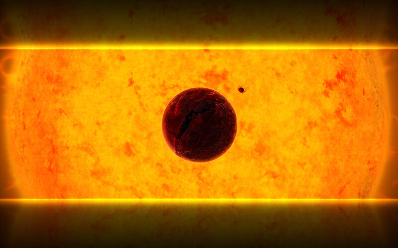 Planet in front of a star