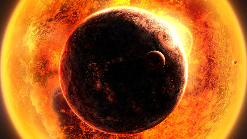 Planet in front of a star