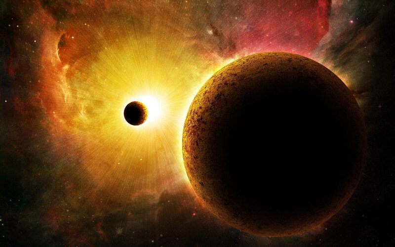 Planet in front of a star