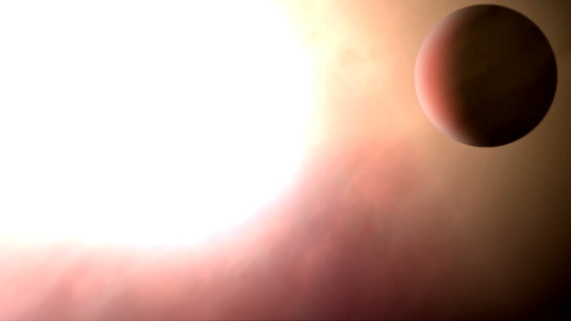 Planet in front of a star