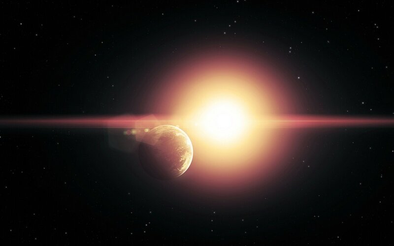 Planet in front of a star
