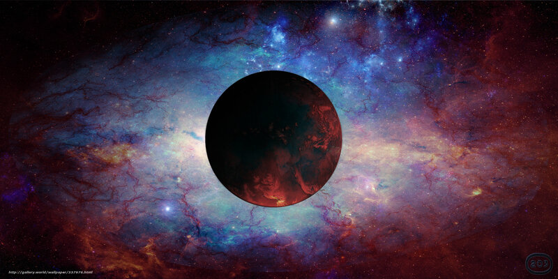 Planet in Nebula — Blue, Cosmic, Digital Art, Stars, Space