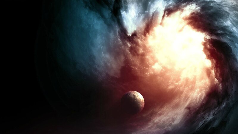 Planet in Nebula — Blue, Dramatic, Digital Art, Star