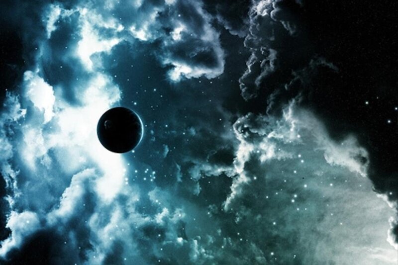 Planet in Nebula — Blue, Dramatic, Night