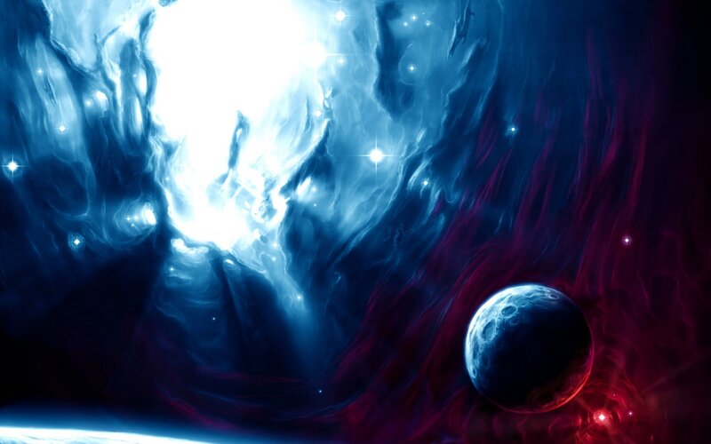 Planet in Nebula — Blue, Dramatic