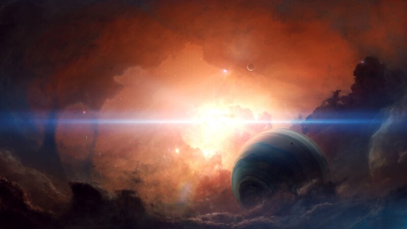 Planet in Nebula — Moon