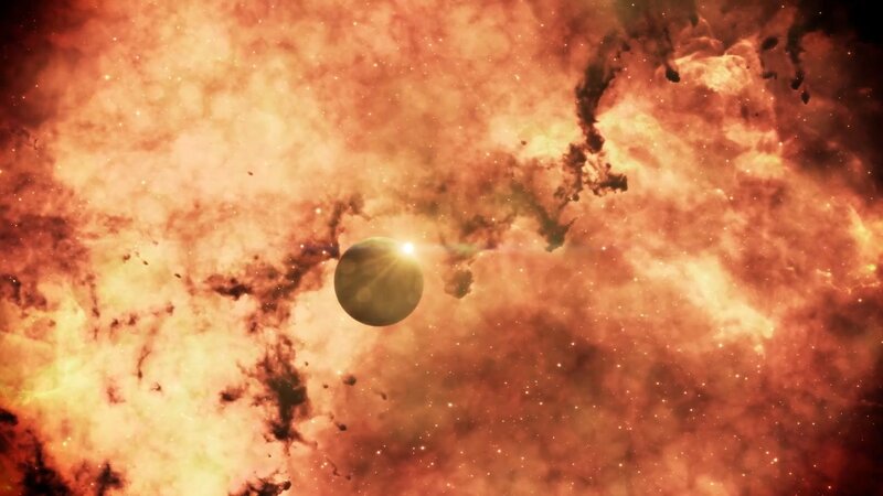 Planet in Nebula — Orange, Dramatic, Digital Art, Star