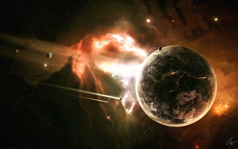 Planet in Nebula — Orange