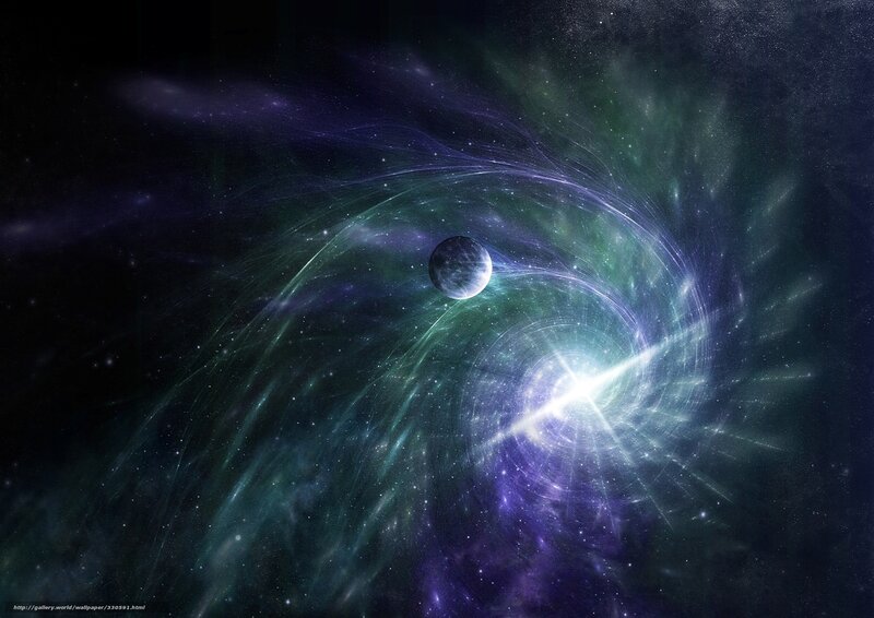 Planet in Nebula — Purple, Cosmic, Digital Art, Star, Space