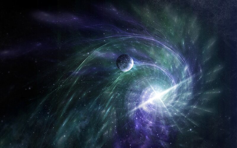 Planet in Nebula — Purple, Cosmic, Digital Art, Star