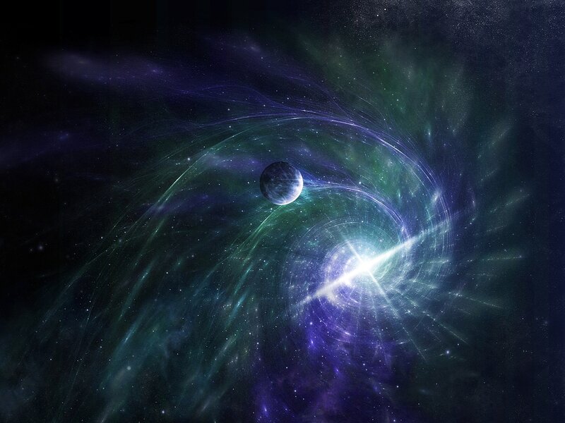 Planet in Nebula — Purple, Cosmic, Digital Art