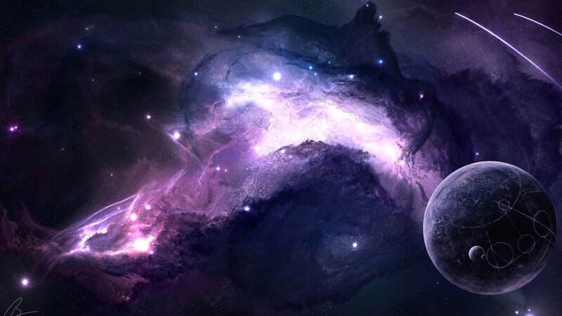 Planet in Nebula — Purple, Cosmic, Night