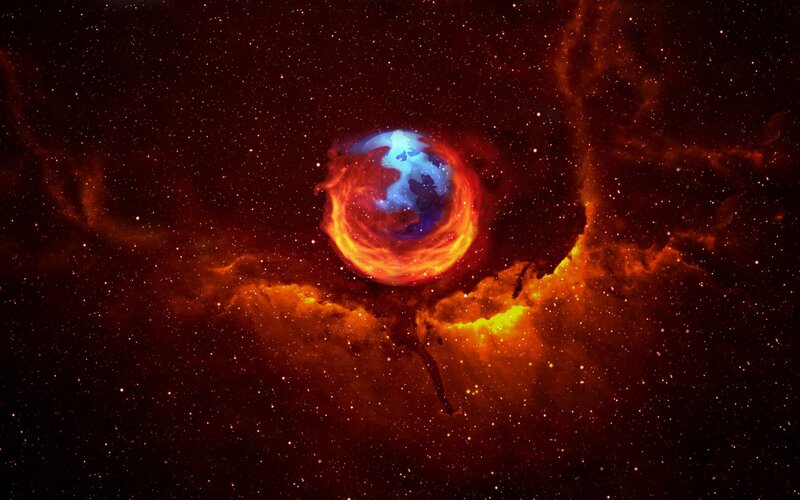 Planet in Nebula — Red, Dramatic, Digital Art, Stars, Gas Clouds