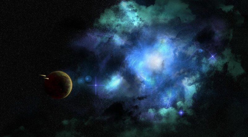Planet in Nebula Space — Blue, Cosmic