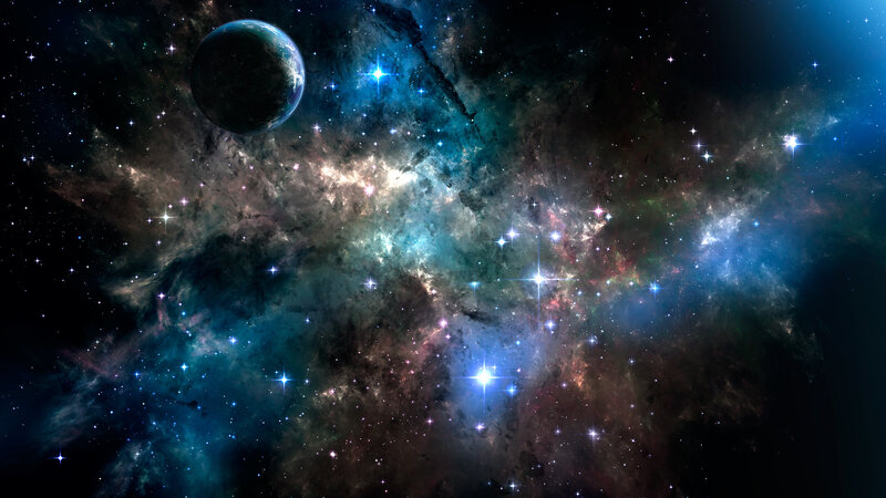 Planet in Nebula Space — Blue
