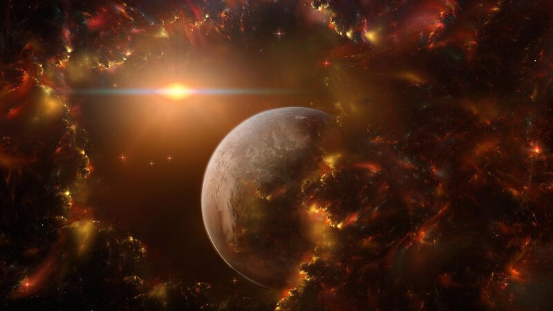 planet in nebula space