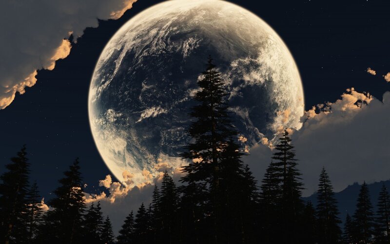 Planet in Night Sky