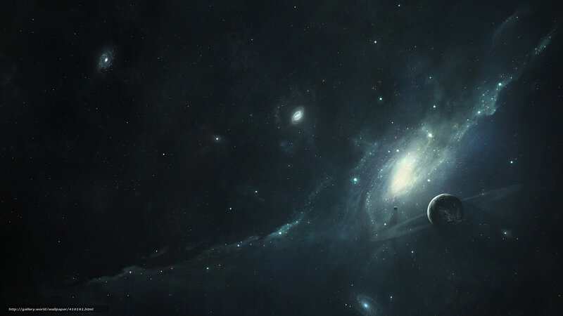 Planet in Space — Black, Cosmic, Digital Art, Galaxy
