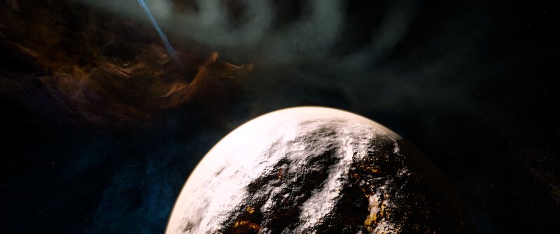 Planet in Space — Black, Dramatic, 3d Render, Nebula